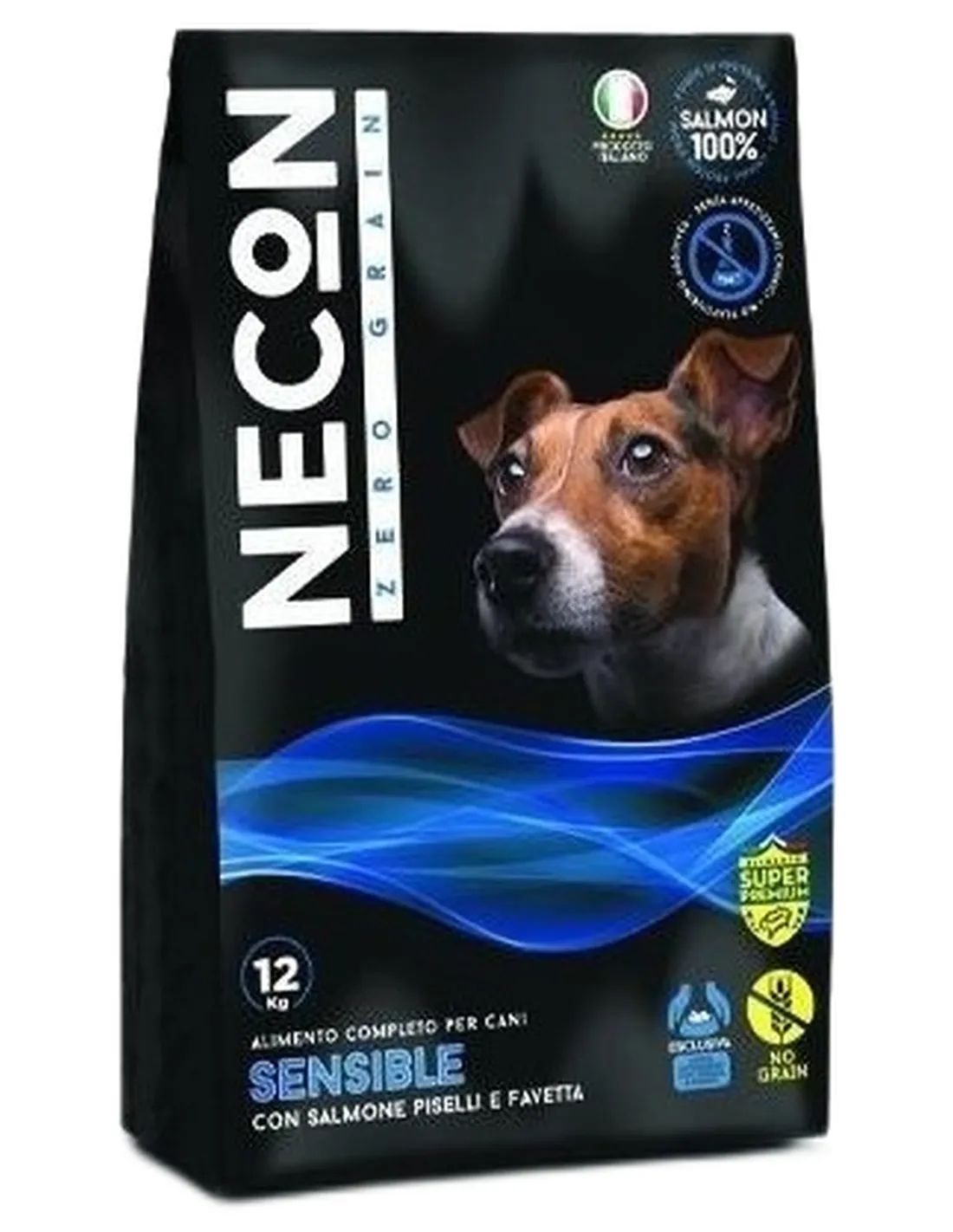 Necon zero grain sensible con salmone piselli e favetta 12 kg  