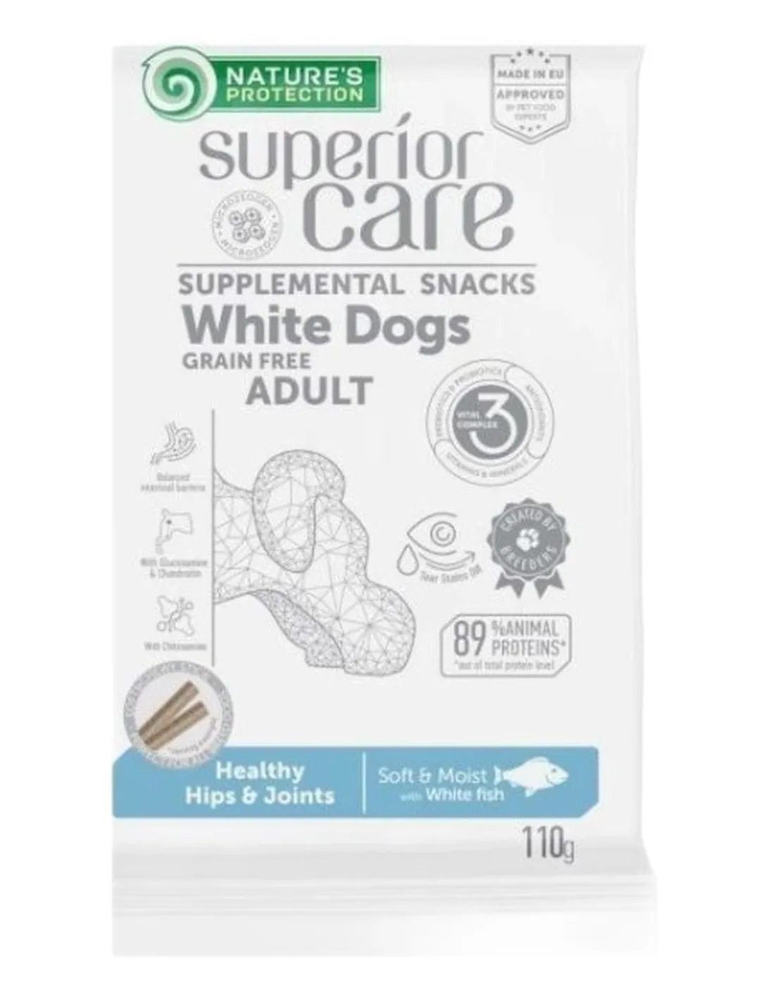 NaturÈs Protection Superior Care cane snack white dogs healthy hips e joints pesce bianco 110 gr  