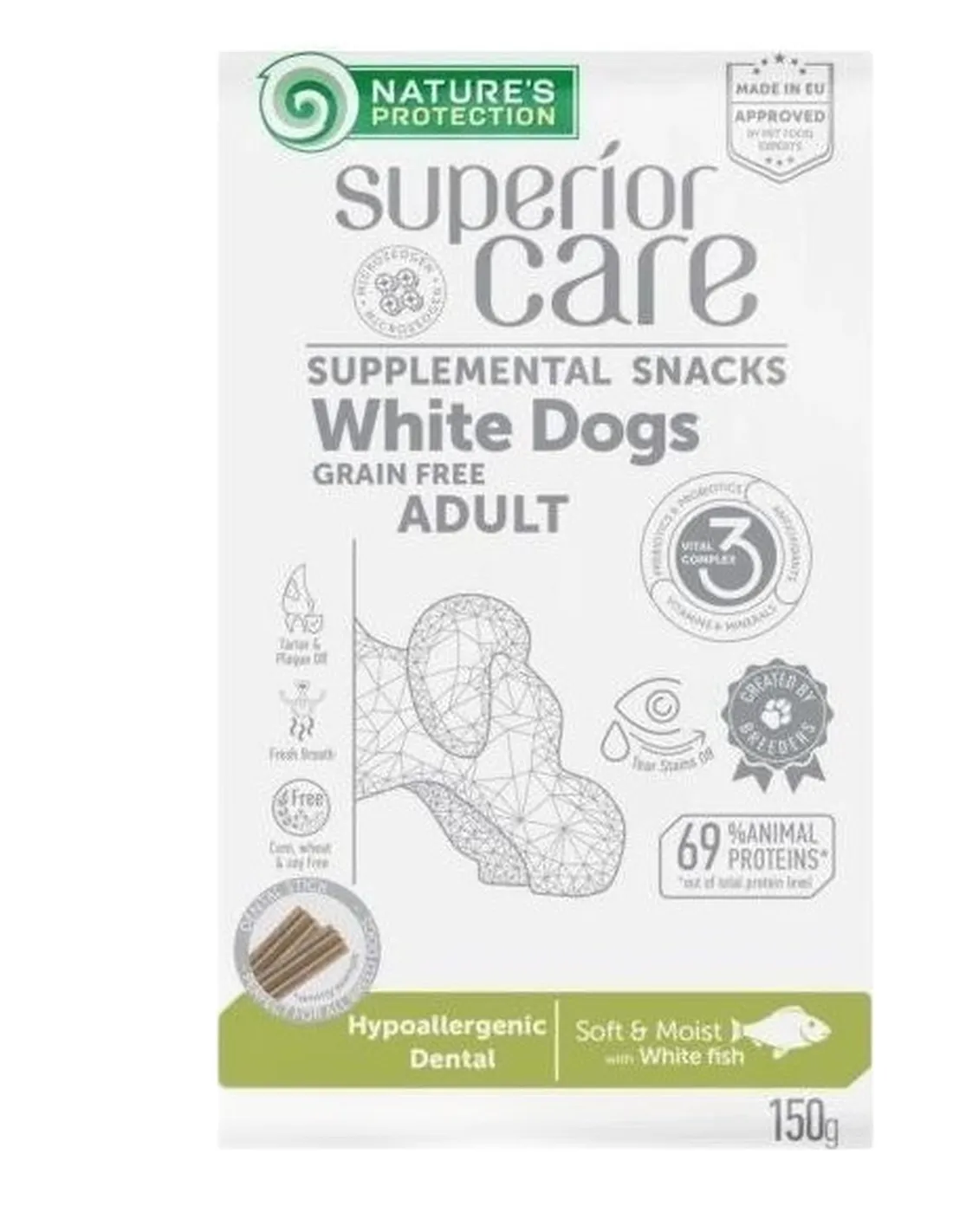 NaturÈs Protection Superior Care cane snack white dogs hypoallergenic dental pesce bianco 150 gr  