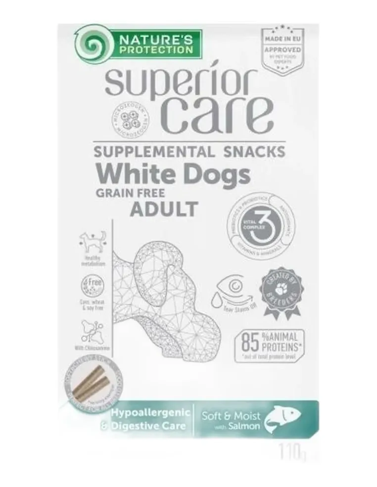 NaturÈs Protection Superior Care cane snack white dogs hypoallergenic e digestive care salmone 110 gr  