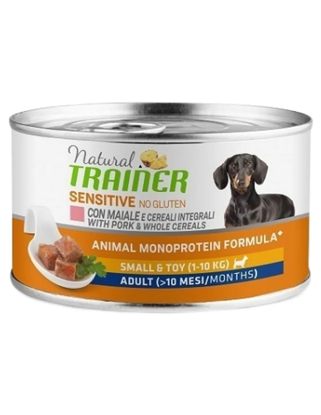 Natural trainer Sensitive No Gluten cane SmalleToy Adult maiale 150 gr   Natural trainer Sensitive No Gluten cane SmalleToy Adult maiale 150 gr