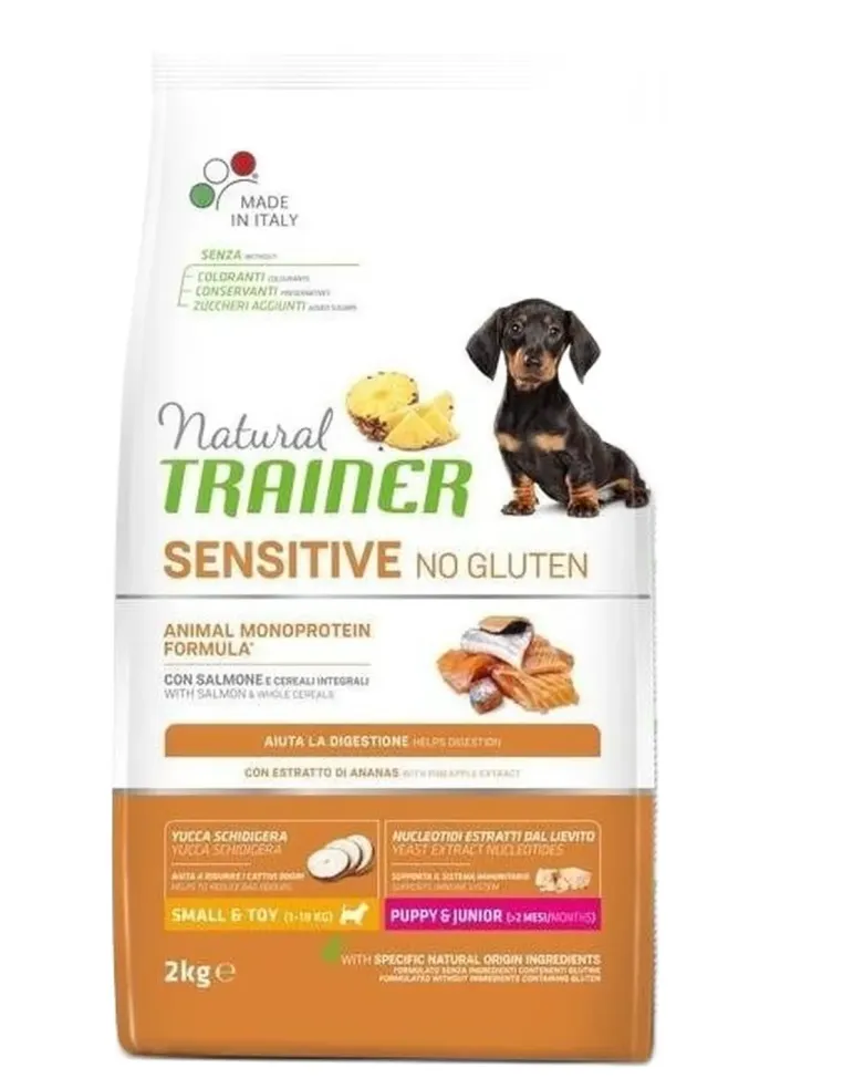 Natural trainer Sensitive cane No Gluten Mini Puppy e Junior Salmone 2 kg  