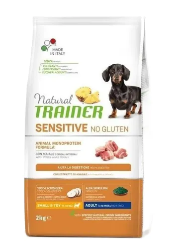 Natural Trainer sensitive no gluten cane small e toy adult maiale 2 kg