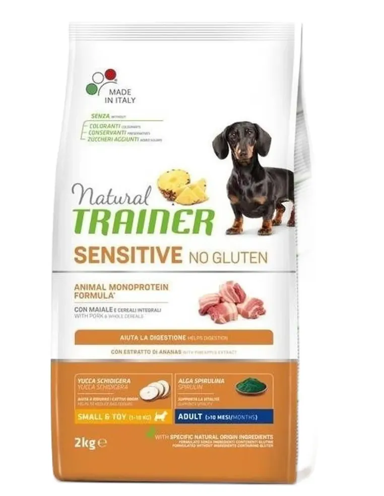 Natural Trainer sensitive no gluten cane small e toy adult maiale 2 kg  