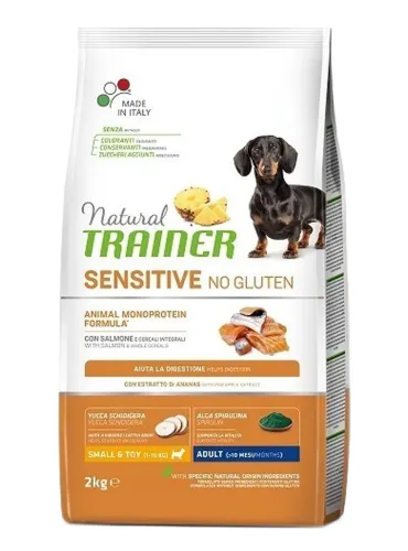 Natural trainer Sensitive cane No Gluten small e toy Adult Salmone 2 kg  