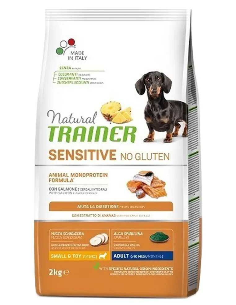 Natural trainer Sensitive cane No Gluten small e toy Adult Salmone 2 kg  