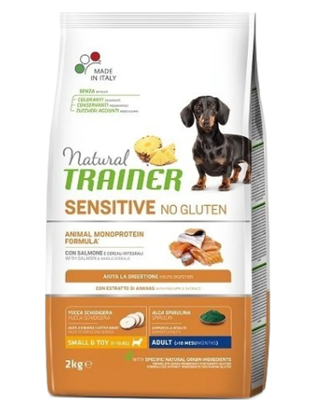 Natural trainer Sensitive cane No Gluten small e toy Adult Salmone 2 kg  