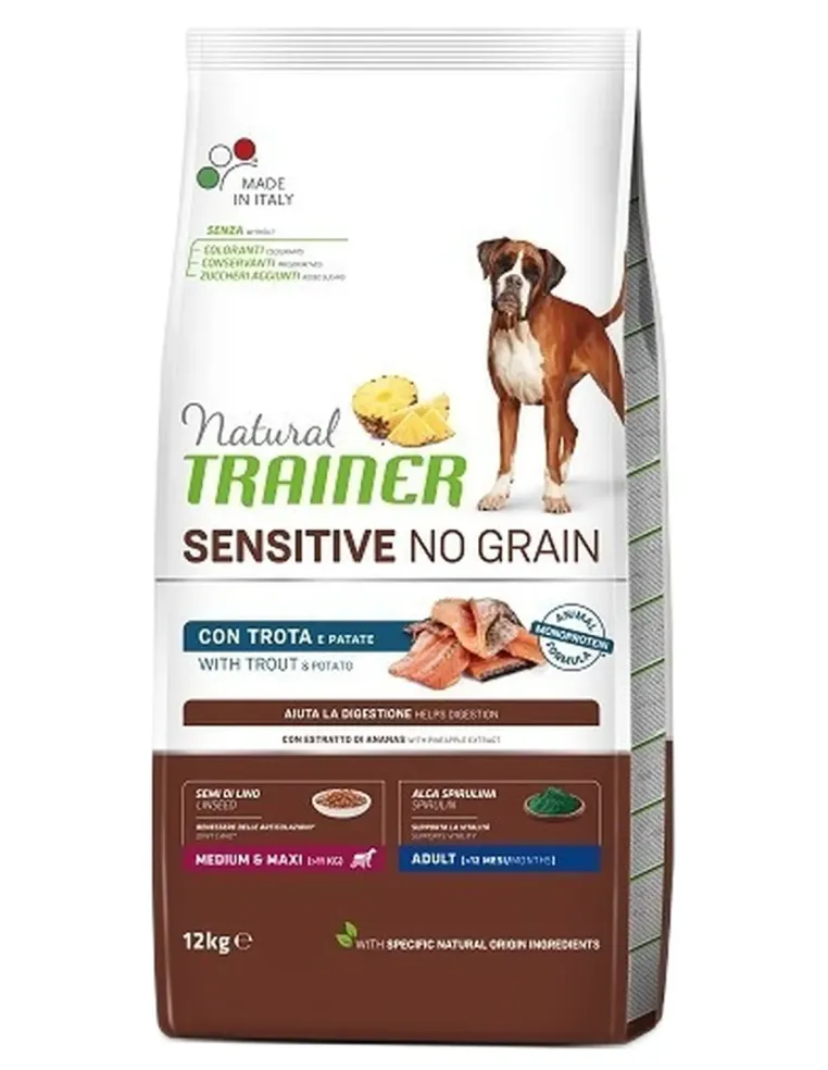Natural Trainer sensitive no grain cane medium e maxi adult trota 12 kg  