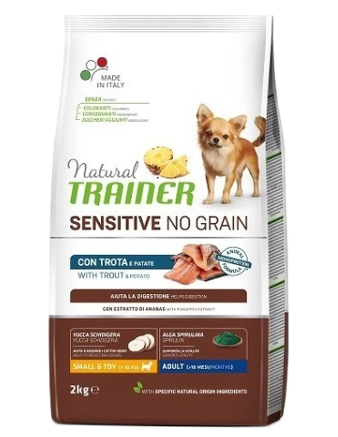 Natural Trainer sensitive no grain cane small e toy adult trota 2 kg  