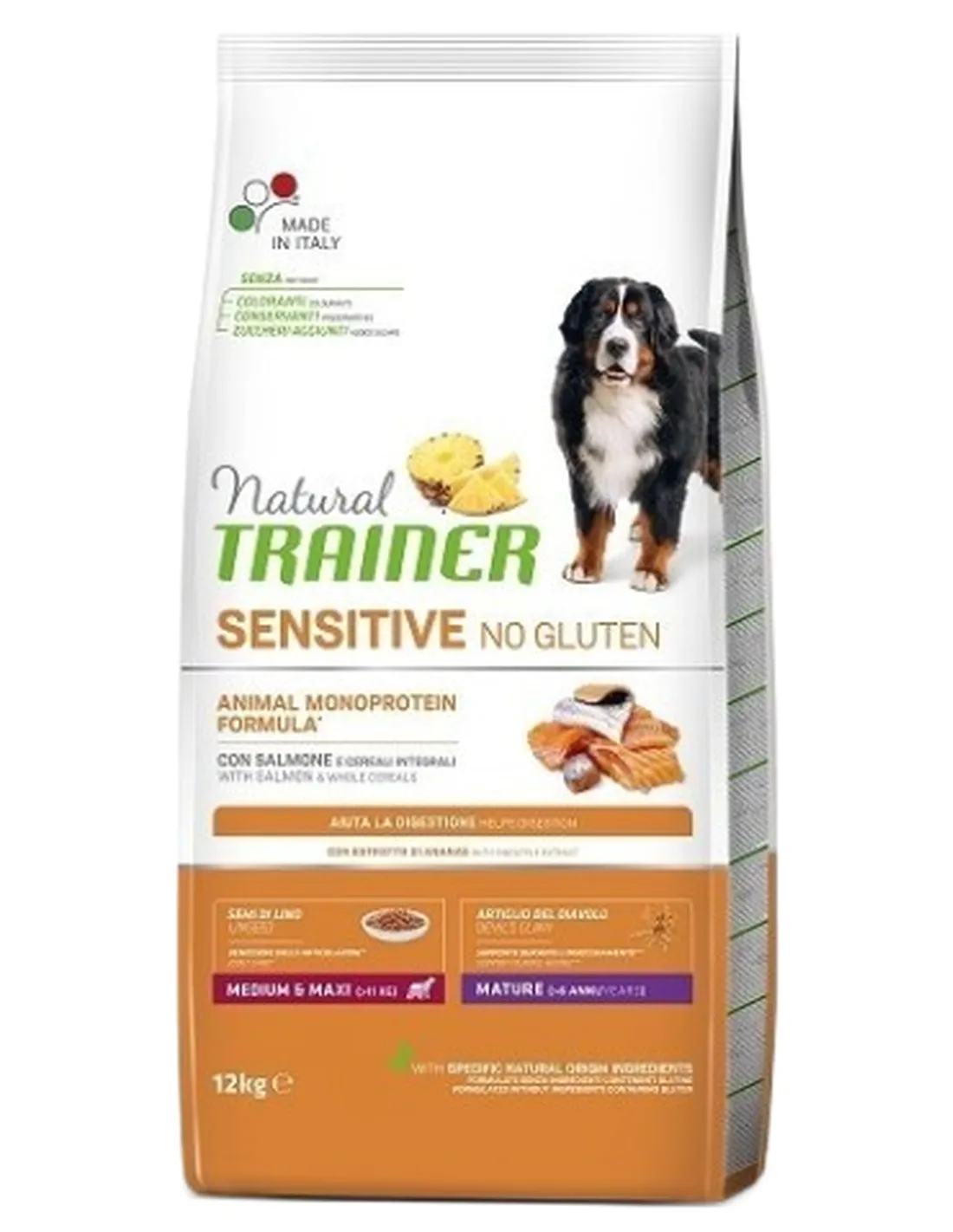 Natural Trainer sensitive no gluten cane medium e maxi mature salmone 12 kg   Natural Trainer sensitive no gluten cane medium e maxi mature salmone 12 kg