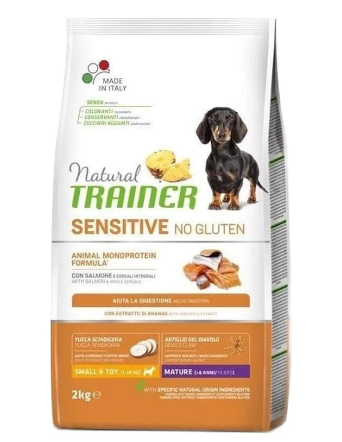 Natural trainer Sensitive cane No Gluten Mini Mature Salmone 2 kg   Natural trainer Sensitive cane No Gluten Mini Mature Salmone 2 kg