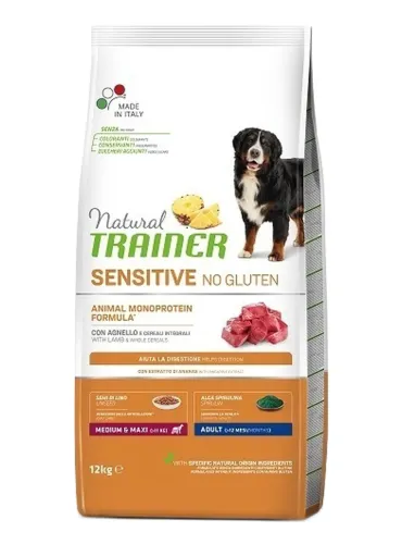 Natural Trainer sensitive no gluten cane medium e maxi adult agnello 12 kg