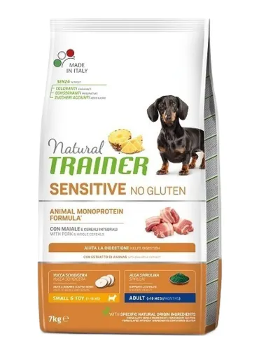 Natural Trainer sensitive no gluten cane small e toy adult maiale 7 kg
