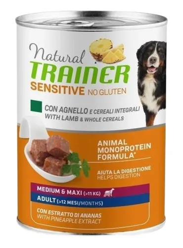 Natural trainer Sensitive no gluten cane medium e maxi Adult agnello e cereali integrali 400 g