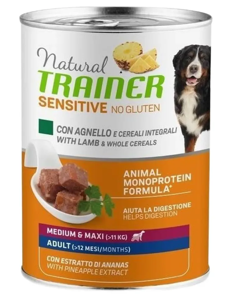 Natural trainer Sensitive no gluten cane medium e maxi Adult agnello e cereali integrali 400 g  