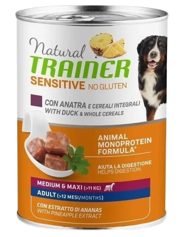Natural trainer Sensitive no gluten cane medium e maxi Adult anatra e cereali integrali 400 g  