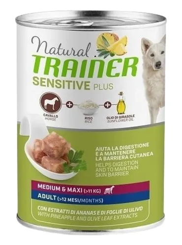 Natural trainer Sensitive plus cane adult medium e maxi cavallo riso e olio 400 g  