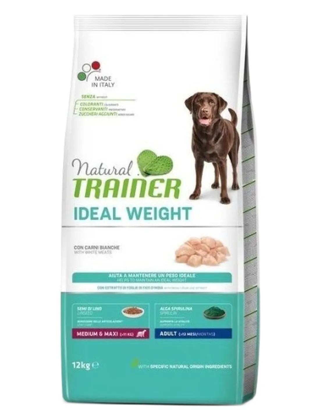 Natural trainer Ideal Weight cane MediumMaxi Adult Carni bianche 12 kg  