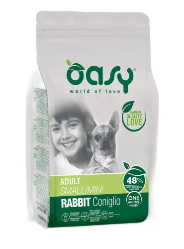 Oasy cane adult one protein small mini coniglio 800 gr