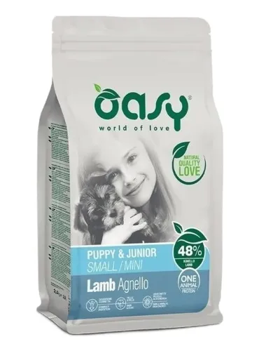 Oasy cane puppy e junior one protein small e mini agnello 800 gr  
