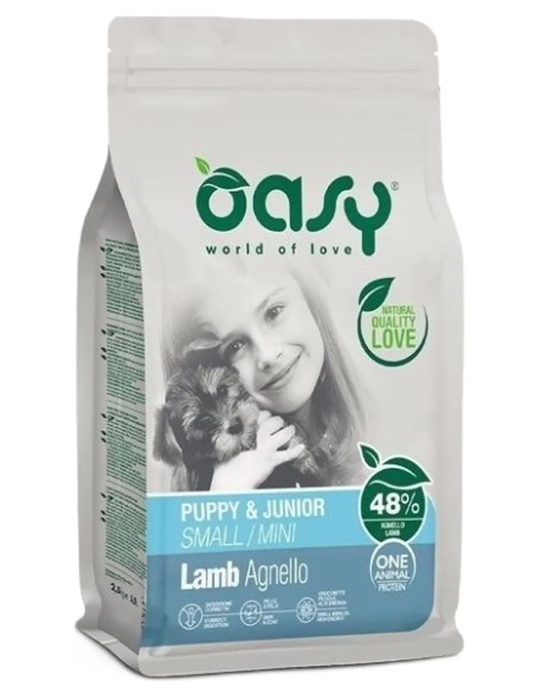 Oasy cane puppy e junior one protein small e mini agnello 800 gr  