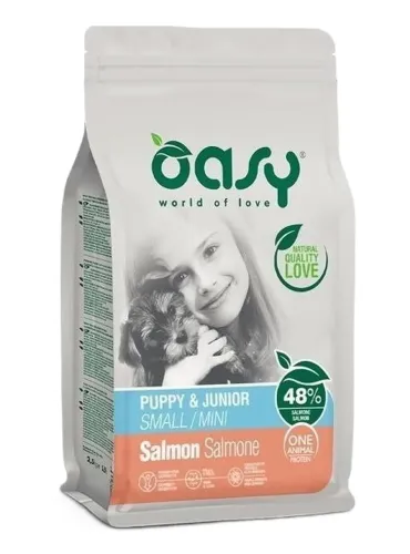Oasy cane puppy e junior one protein small e mini salmone 800 gr