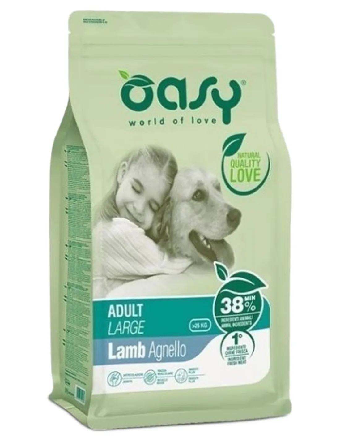 Oasy cane adult large agnello 12 kg  