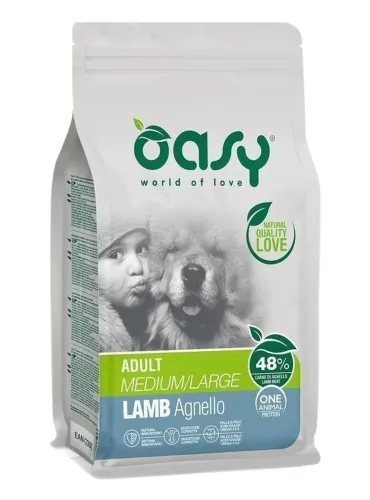Oasy cane adult one protein medium large agnello 12 kg  