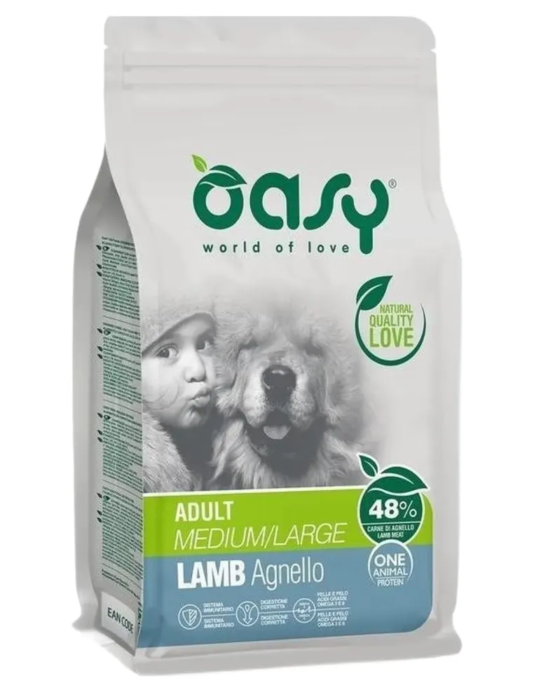 Oasy cane adult one protein medium large agnello 12 kg  