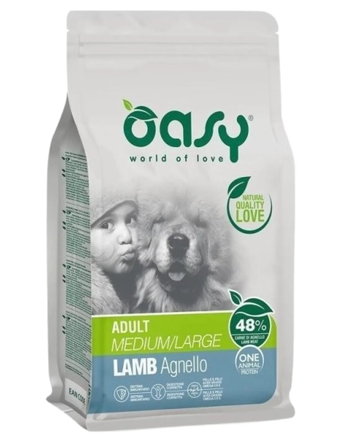 Oasy cane adult one protein medium large agnello 2,5 kg  