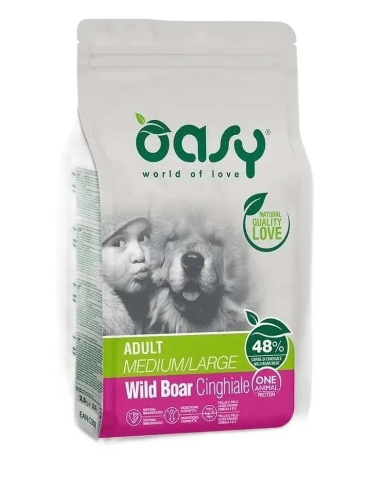 Oasy cane adult one protein medium large cinghiale 12 kg  
