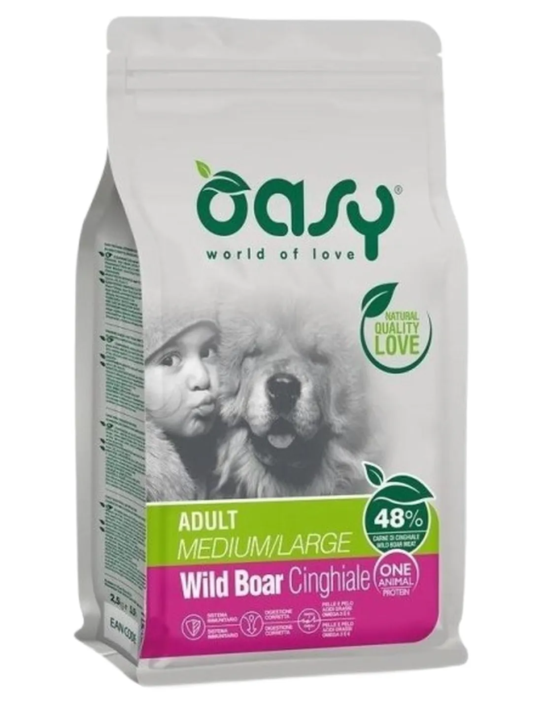 Oasy cane adult one protein medium large cinghiale 12 kg  