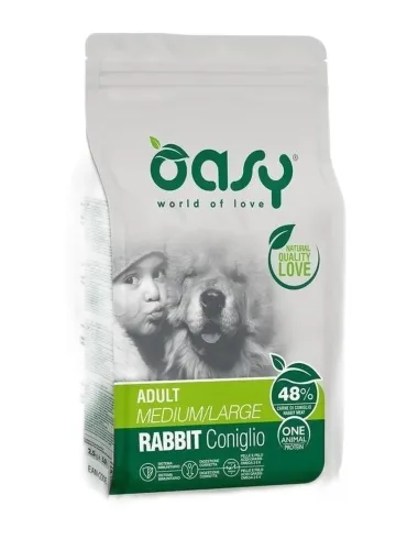 Oasy cane adult one protein medium large coniglio 12 kg  