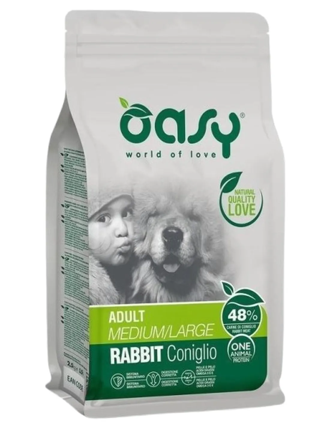Oasy cane adult one protein medium large coniglio 12 kg   Oasy cane adult one protein medium large coniglio 12 kg