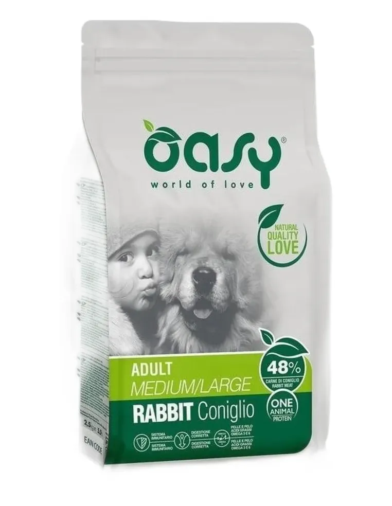 Oasy cane adult one protein medium large coniglio 2,5 kg  