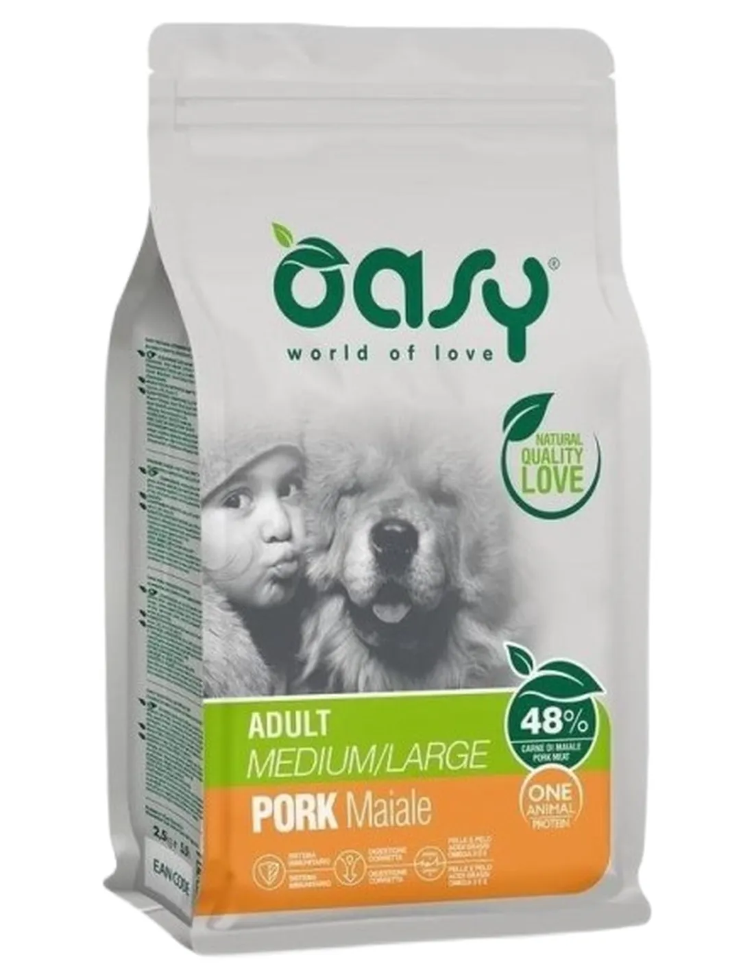 Oasy cane adult one protein medium large maiale 12 kg  
