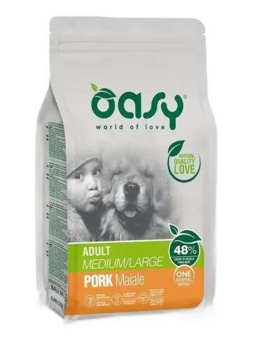 Oasy cane adult one protein medium large maiale 2,5 kg  