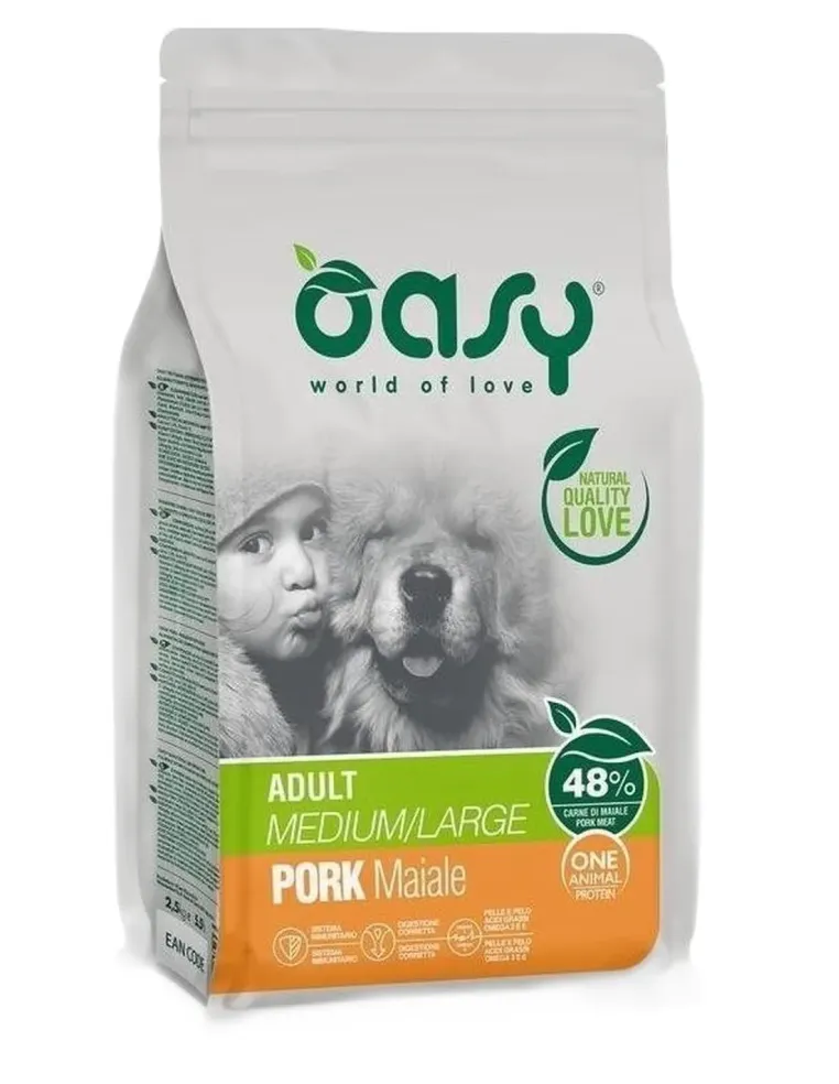 Oasy cane adult one protein medium large maiale 2,5 kg  