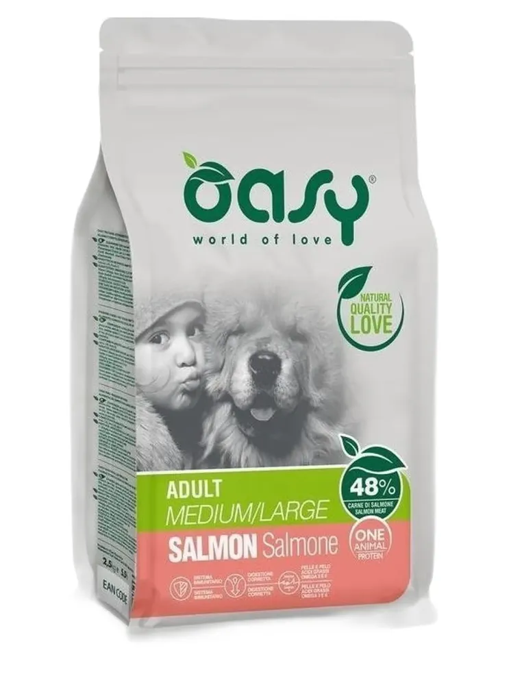 Oasy cane adult one protein medium large salmone 12 kg  