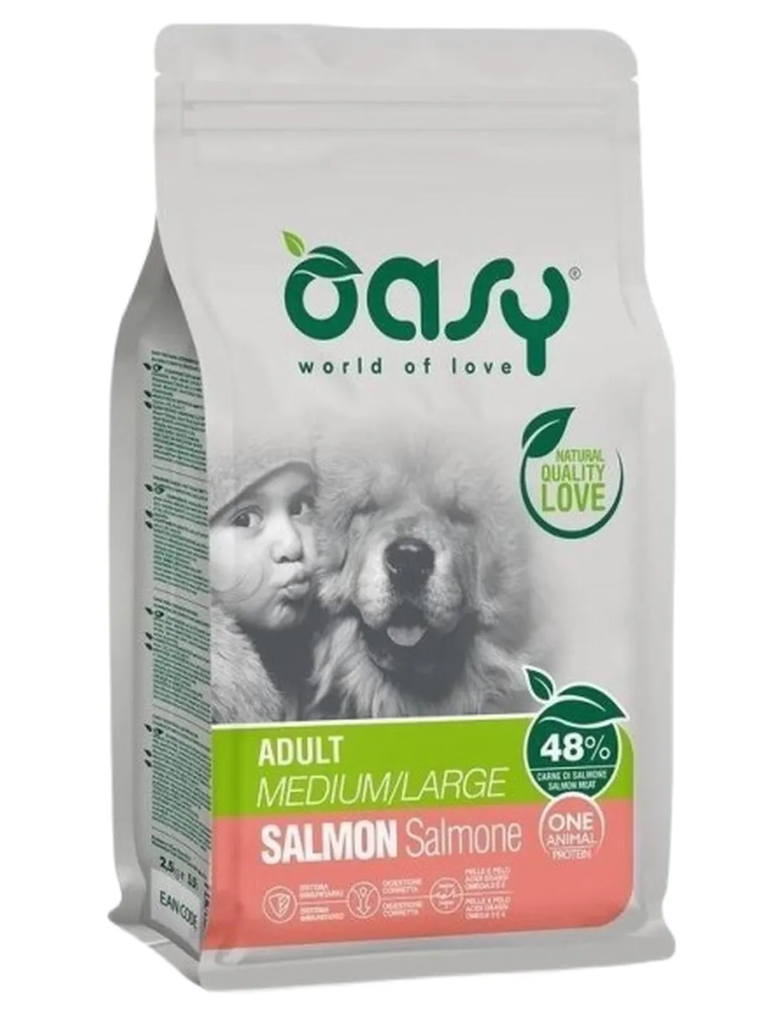 Oasy cane adult one protein medium large salmone 12 kg  