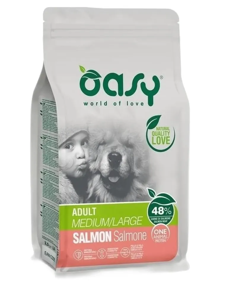 Oasy cane adult one protein medium large salmone 2,5 kg  