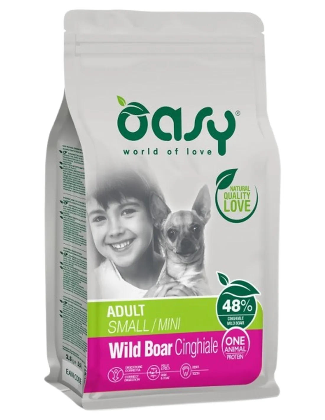 Oasy cane adult one protein small mini cinghiale 2,5 kg  