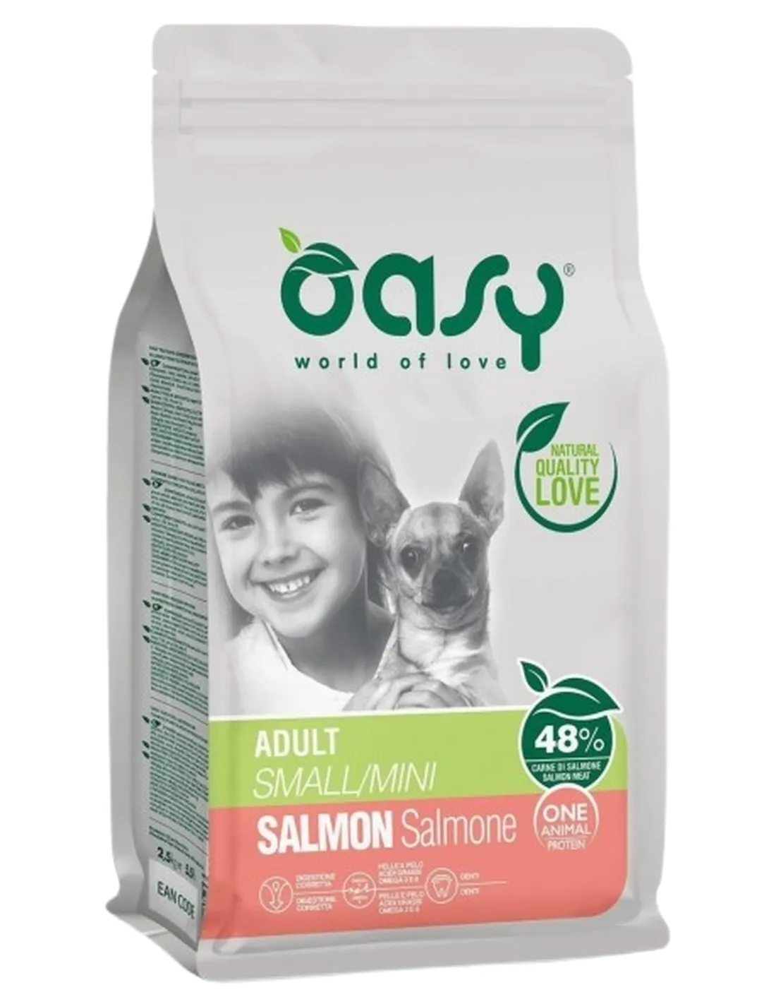 Oasy cane adult one protein small mini salmone 2,5 kg  
