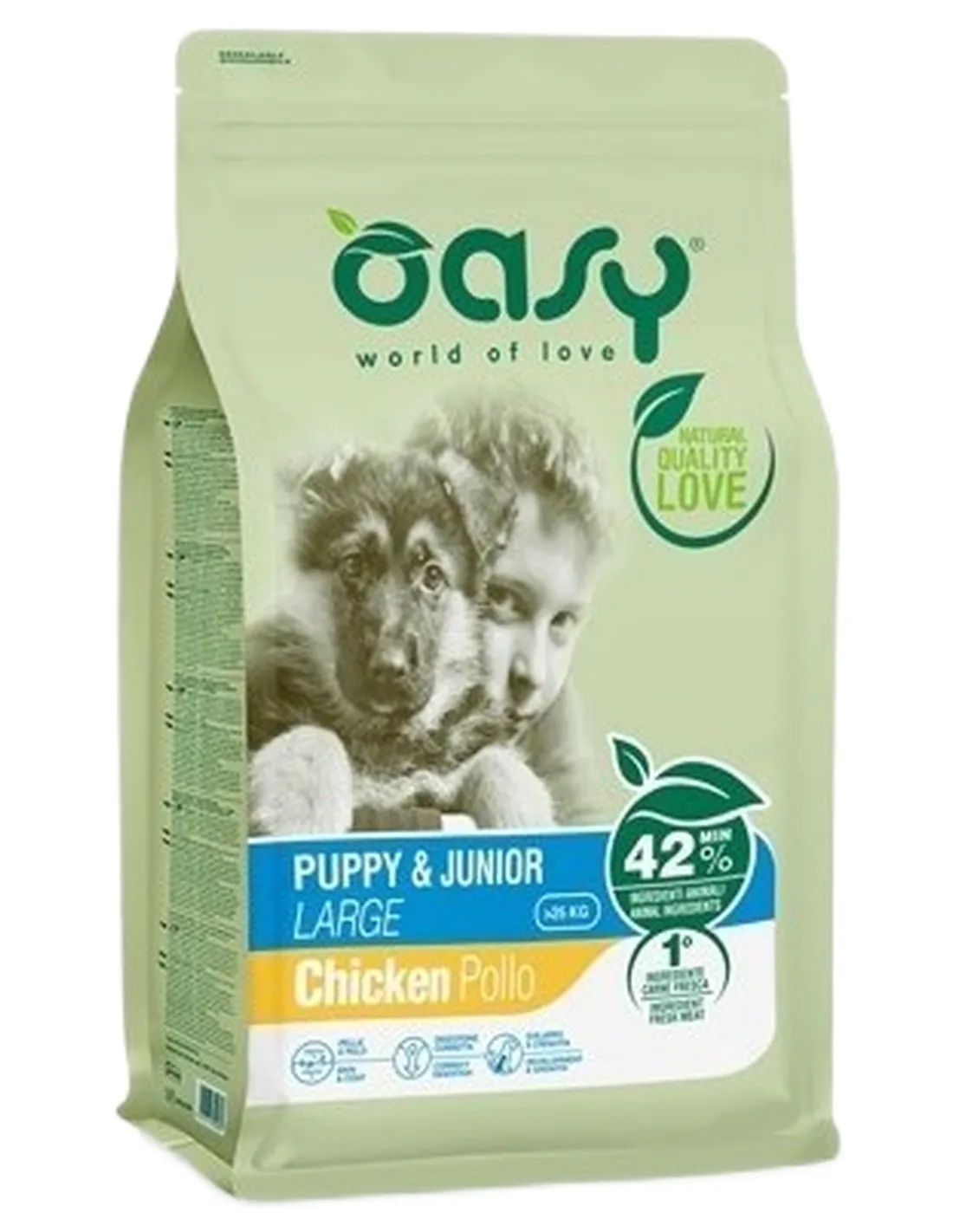 Oasy cane puppy e junior large pollo 12 kg  