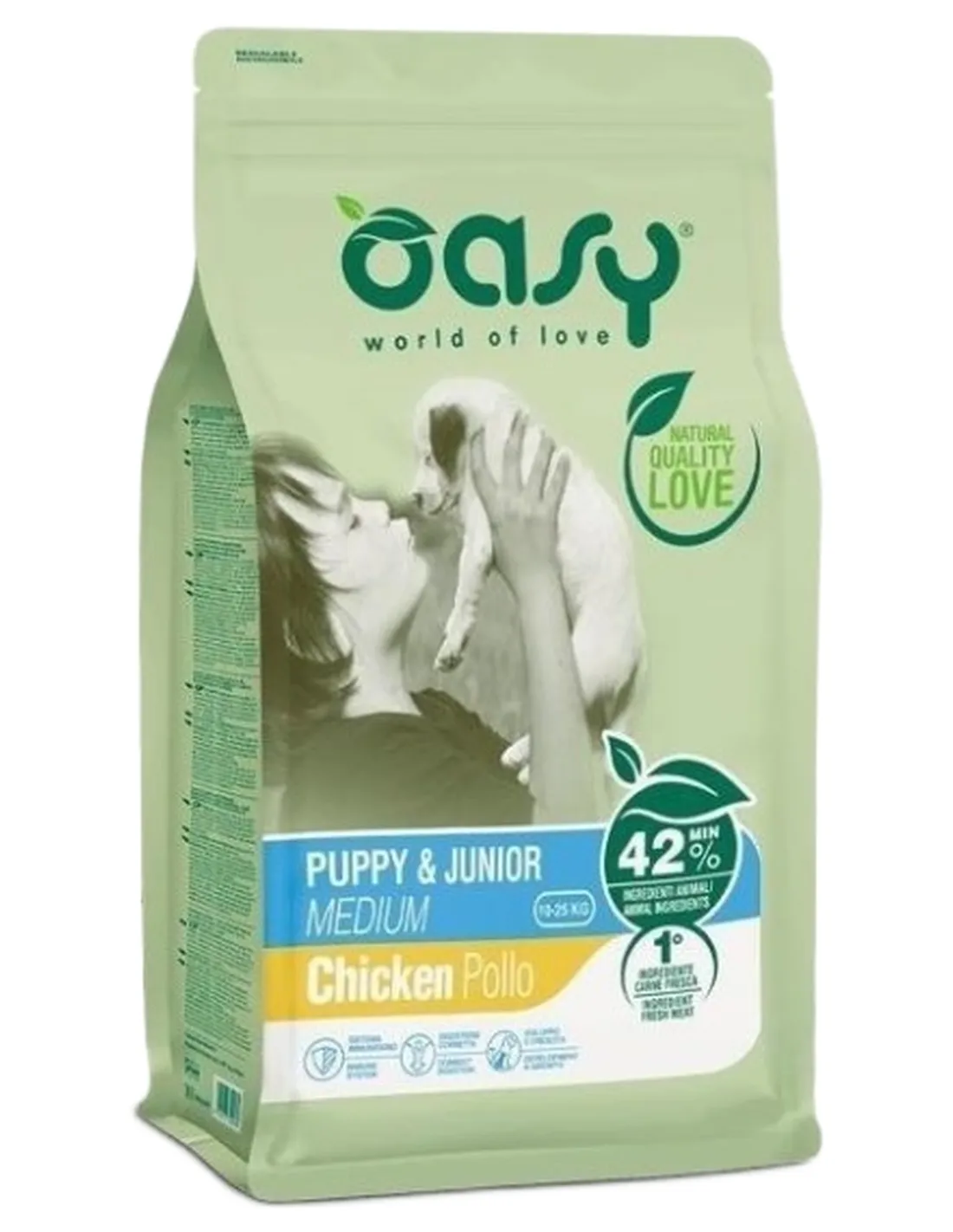 Oasy cane puppy e junior medium pollo 12 kg   Oasy cane puppy e junior medium pollo 12 kg