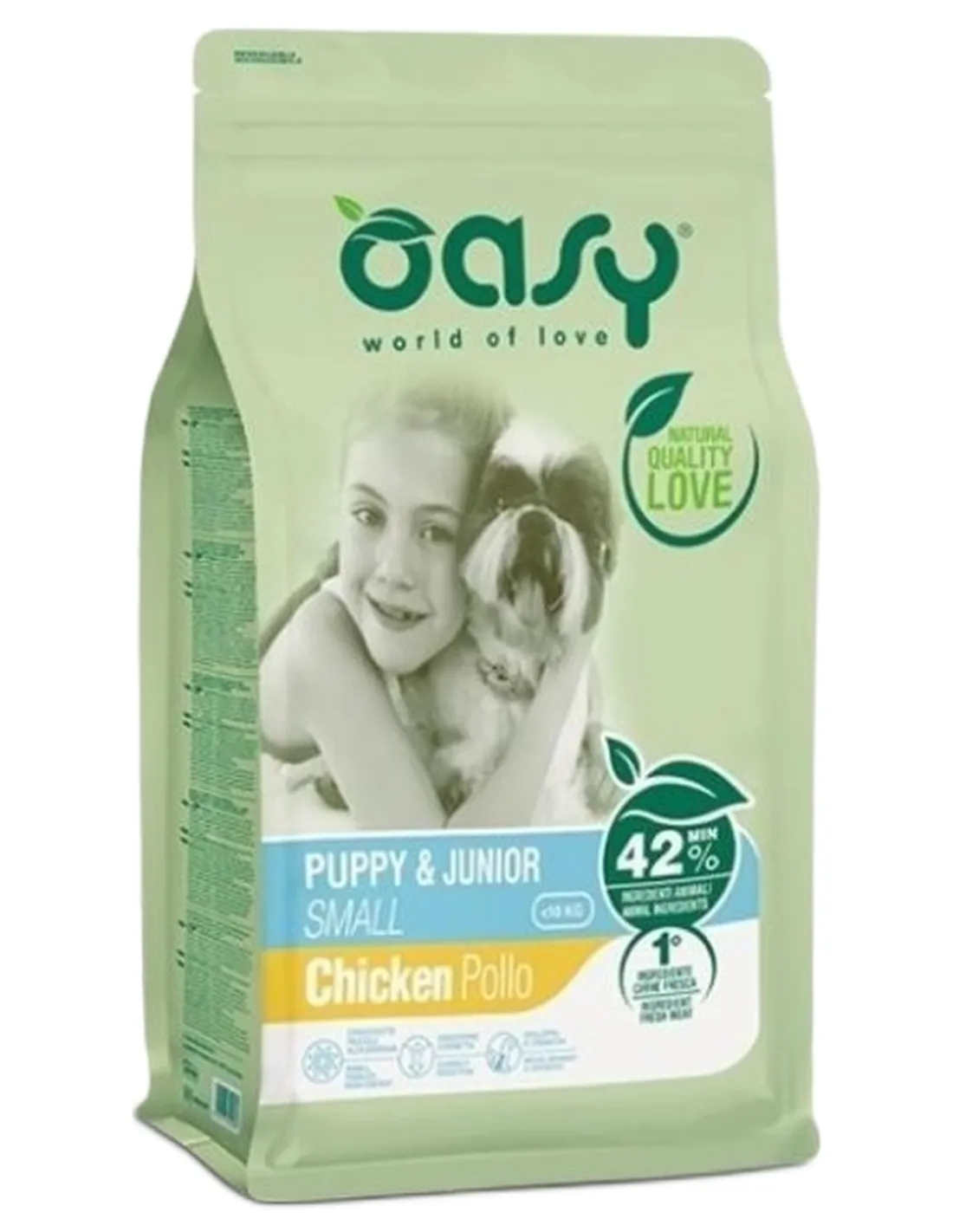 Oasy cane puppy e junior small pollo 1 kg  