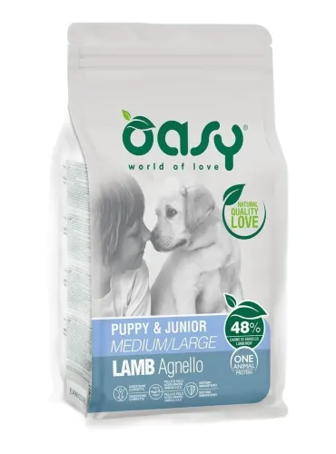 Oasy cane puppy e junior medium large agnello 12 kg  