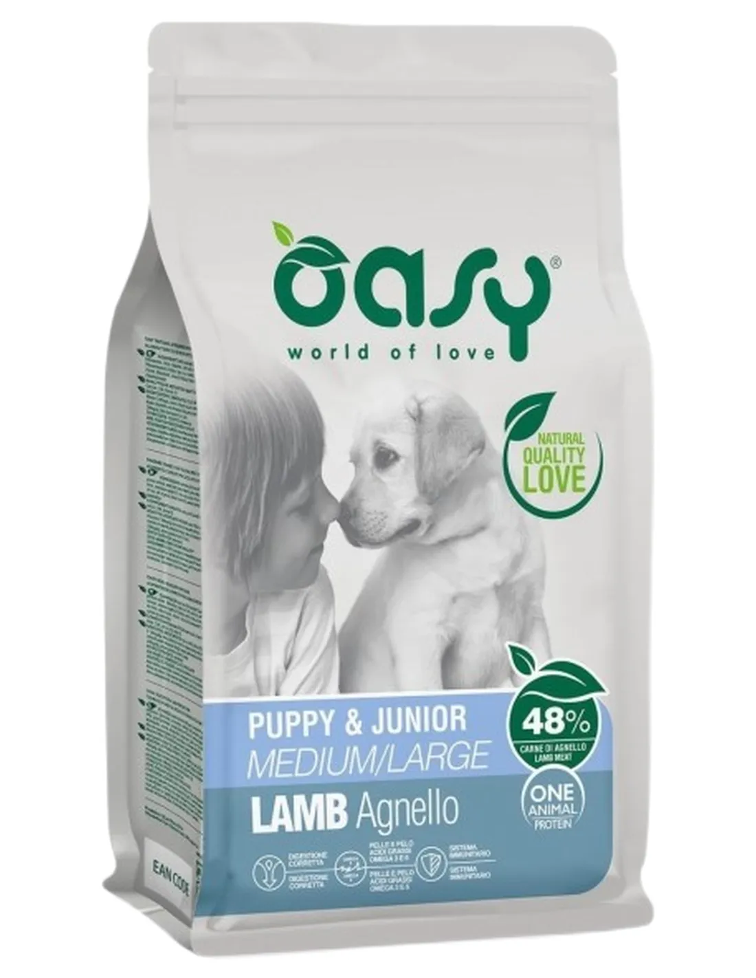 Oasy cane puppy e junior medium large agnello 2,5 kg  