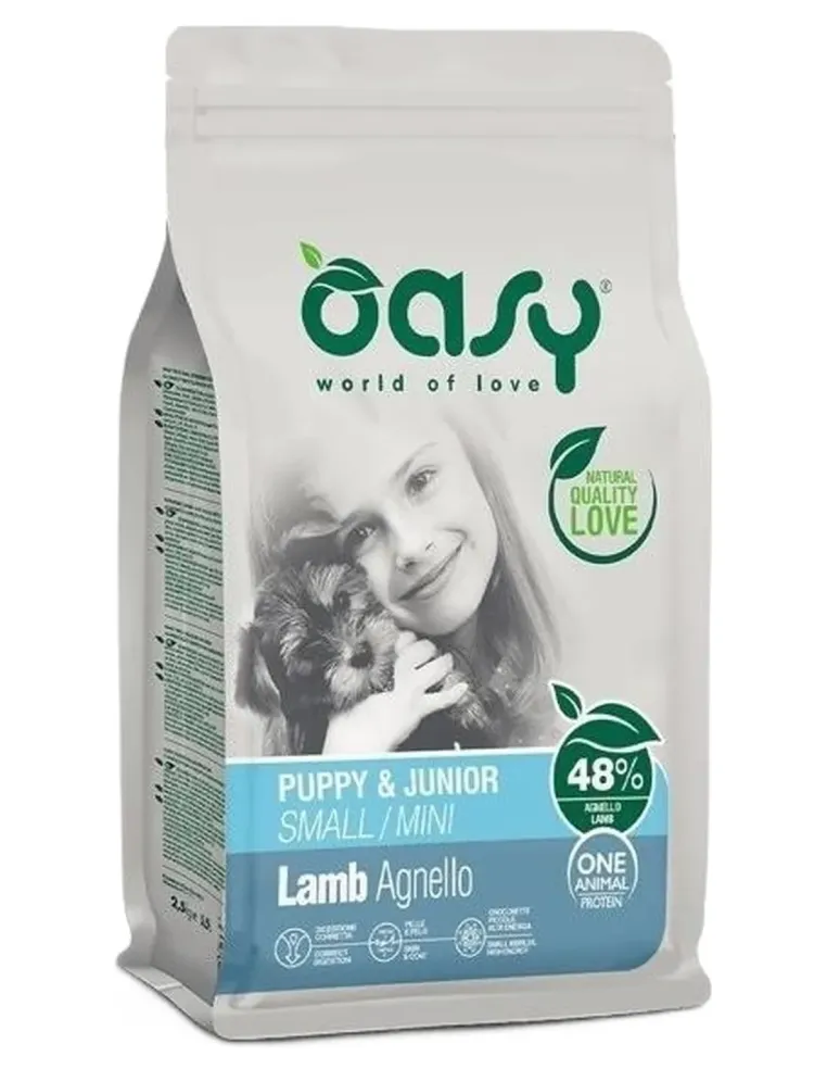 Oasy cane puppy e junior one protein small e mini agnello 2,5 kg  