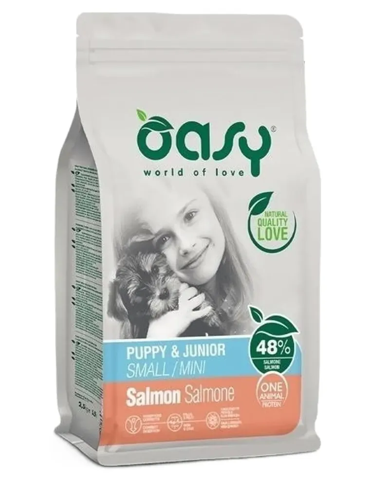 Oasy cane puppy e junior one protein small e mini salmone 2,5 kg  